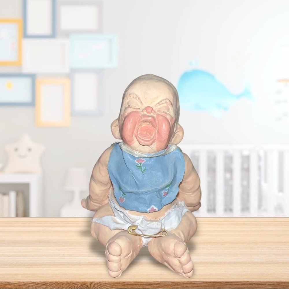 Vtg Cast Art Industries Kitschy Ugly Crying Baby Figurine 1993 Diaper Kristin
